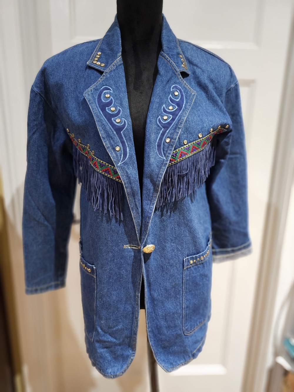 Western Fringe, Rhinestones & Studs Denim Jacket